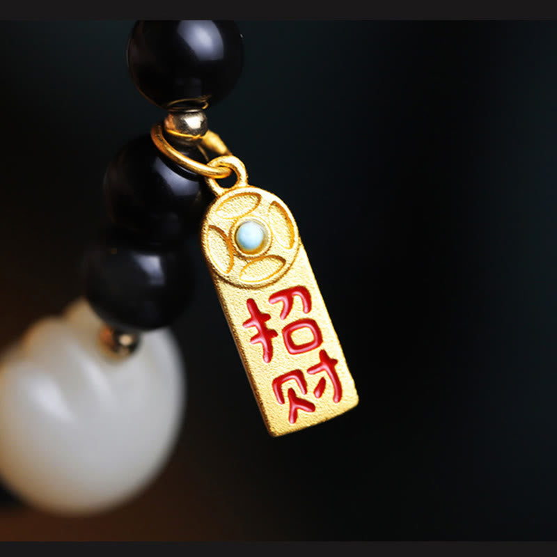 Wear FengShui Black Obsidian Cat Paw Bodhi Seed Lucky Fortune Charm Purification Bracelet