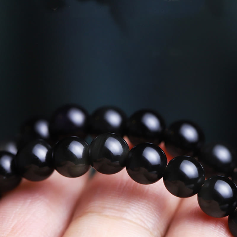 Wear FengShui Black Obsidian Cat Paw Bodhi Seed Lucky Fortune Charm Purification Bracelet