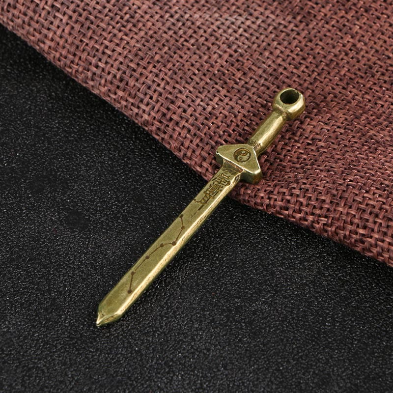 Wear FengShui Vintage Yin Yang Copper Brass Sword Balance Necklace Pendant