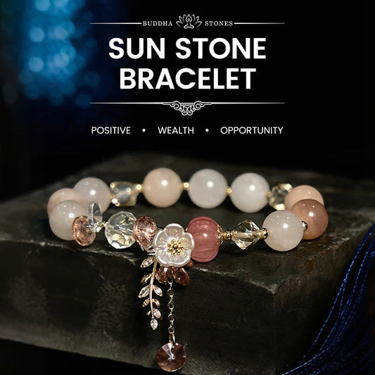 Wear FengShui Blue Crystal Amethyst Sun Stone Green Aventurine Healing Bracelet