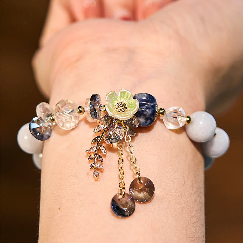 Wear FengShui Blue Crystal Amethyst Sun Stone Green Aventurine Healing Bracelet
