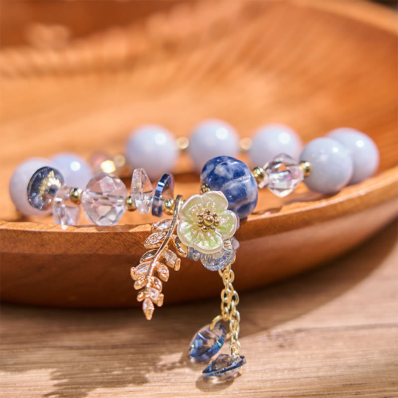 Wear FengShui Blue Crystal Amethyst Sun Stone Green Aventurine Healing Bracelet