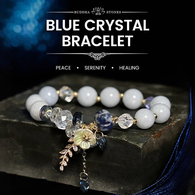 Wear FengShui "Sending You Peace and Grace" Blue Crystal Flower Bracelet Includes Gift Message Card