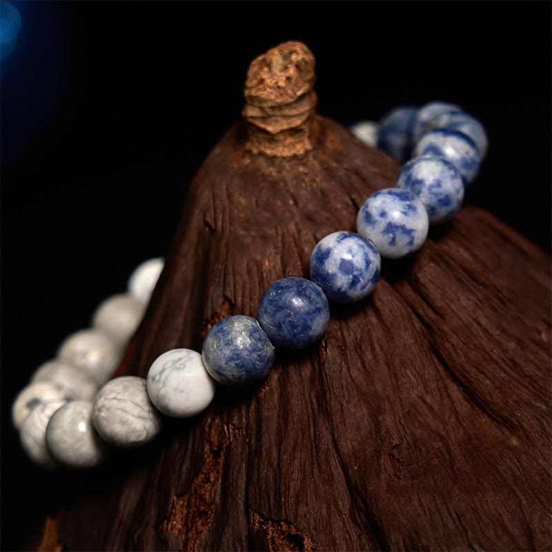Wear FengShui Sodalite Picasso Jasper White Turquoise Intuition Bracelet