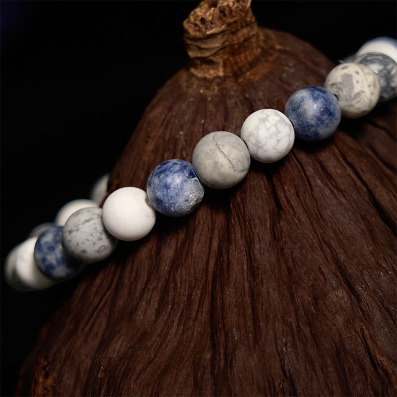 Wear FengShui White Turquoise Picasso Jasper Blue Spot Jasper Relaxation Bracelet
