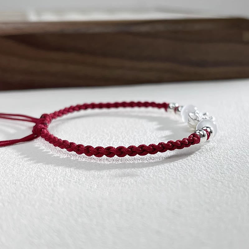 Wear FengShui 999 Sterling Silver Lotus Design Cat's Eye Bead Protection String Bracelet