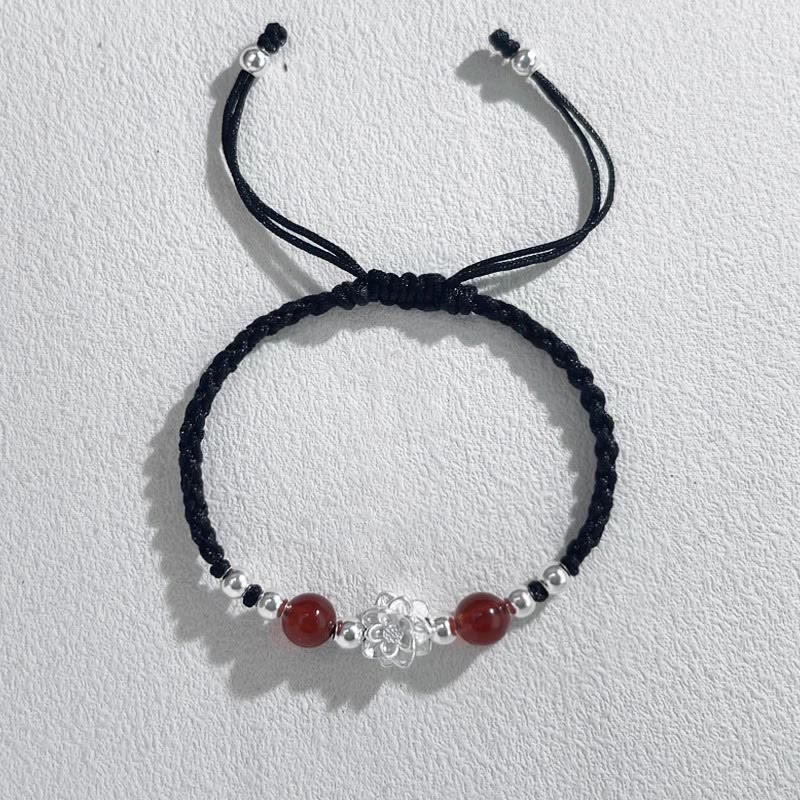 Wear FengShui 999 Sterling Silver Lotus Design Cat's Eye Bead Protection String Bracelet