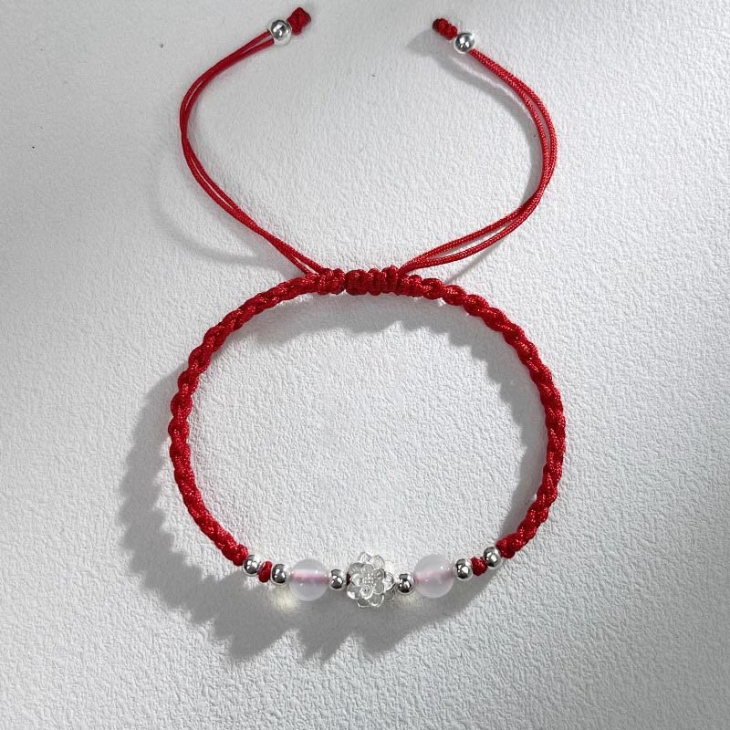Wear FengShui 999 Sterling Silver Lotus Design Cat's Eye Bead Protection String Bracelet