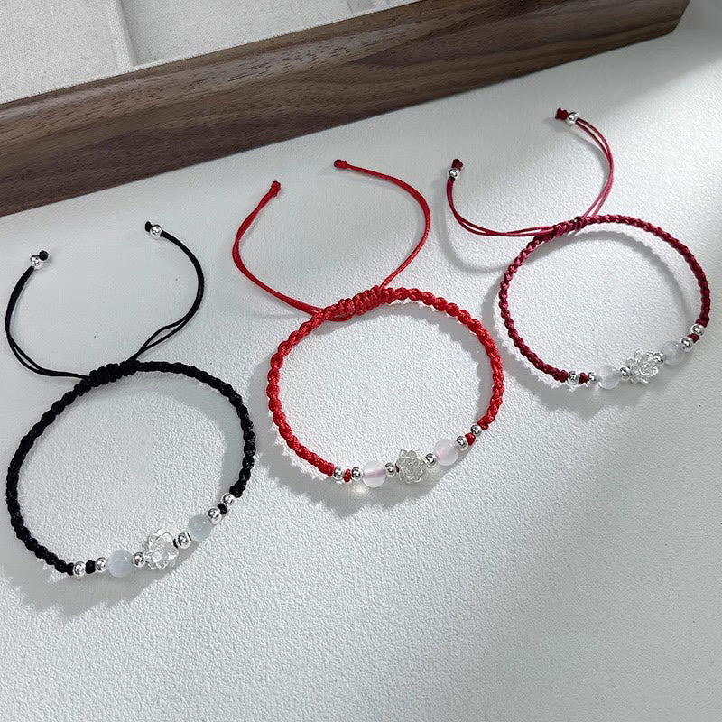 Wear FengShui 999 Sterling Silver Lotus Design Cat's Eye Bead Protection String Bracelet