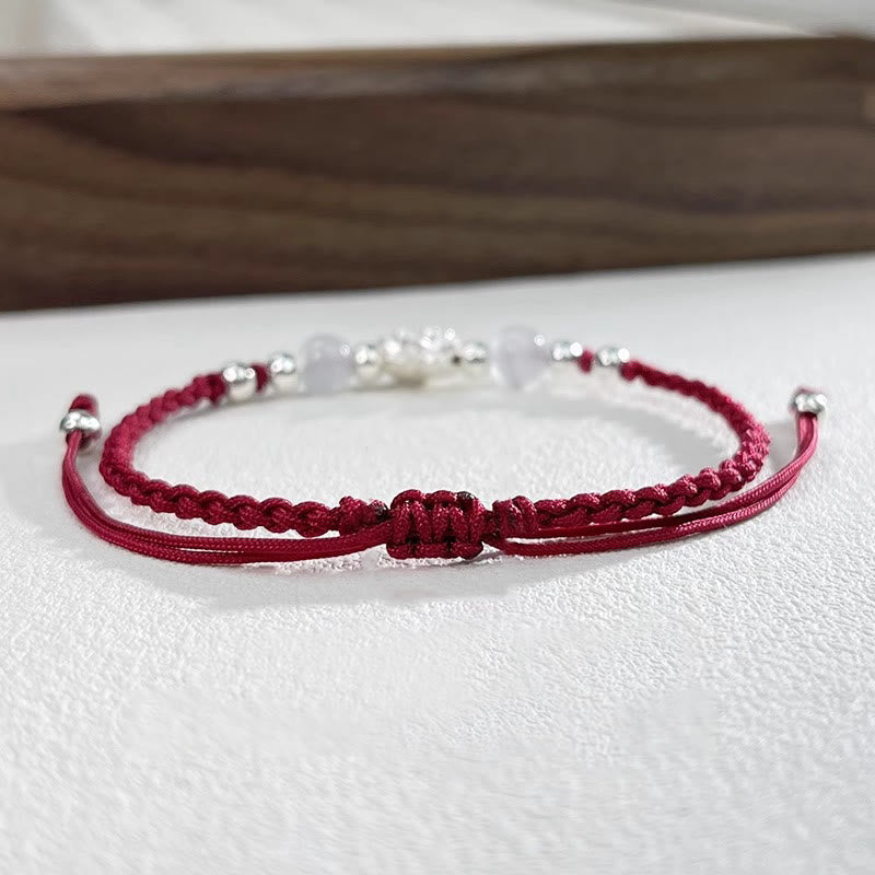 Wear FengShui 999 Sterling Silver Lotus Design Cat's Eye Bead Protection String Bracelet