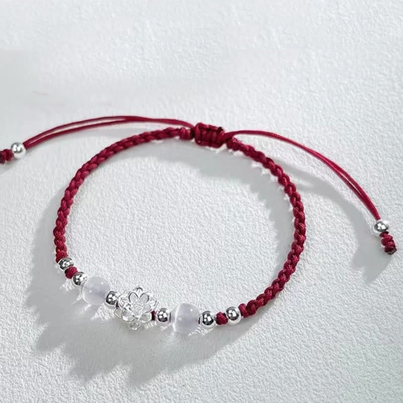 Wear FengShui 999 Sterling Silver Lotus Design Cat's Eye Bead Protection String Bracelet
