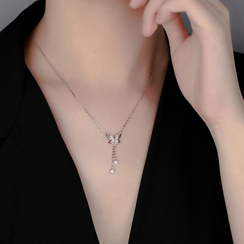 Wear FengShui 999 Sterling Silver Tridacna Stone Butterfly Calm Necklace Pendant