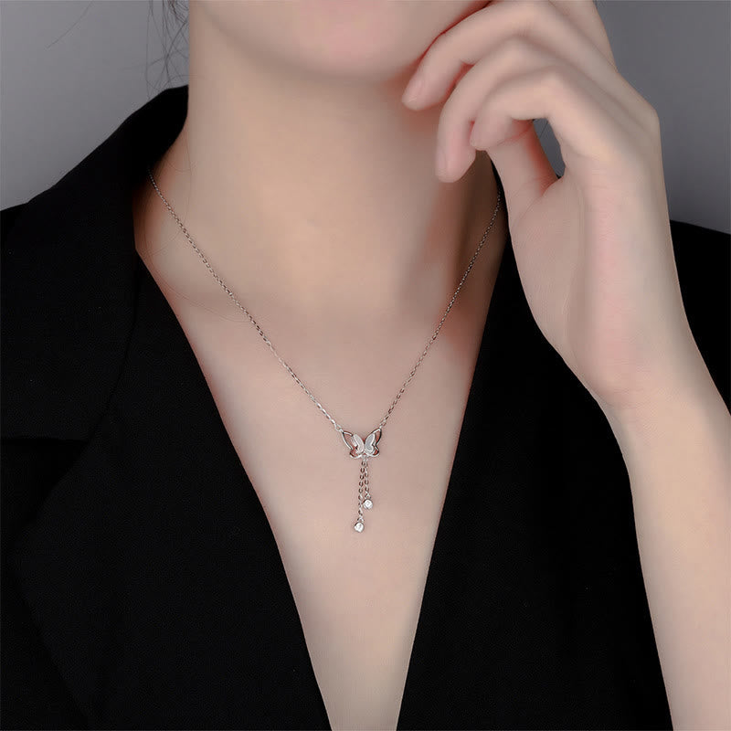 Wear FengShui 999 Sterling Silver Tridacna Stone Butterfly Calm Necklace Pendant