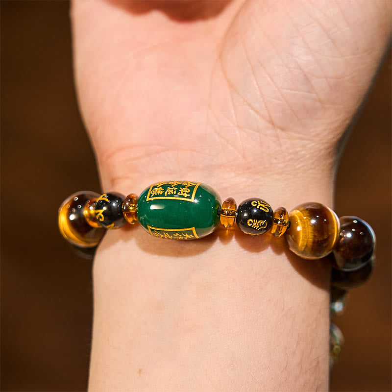 Wear FengShui Chinese Zodiac Tiger Eye White Crystal Courage Bracelet
