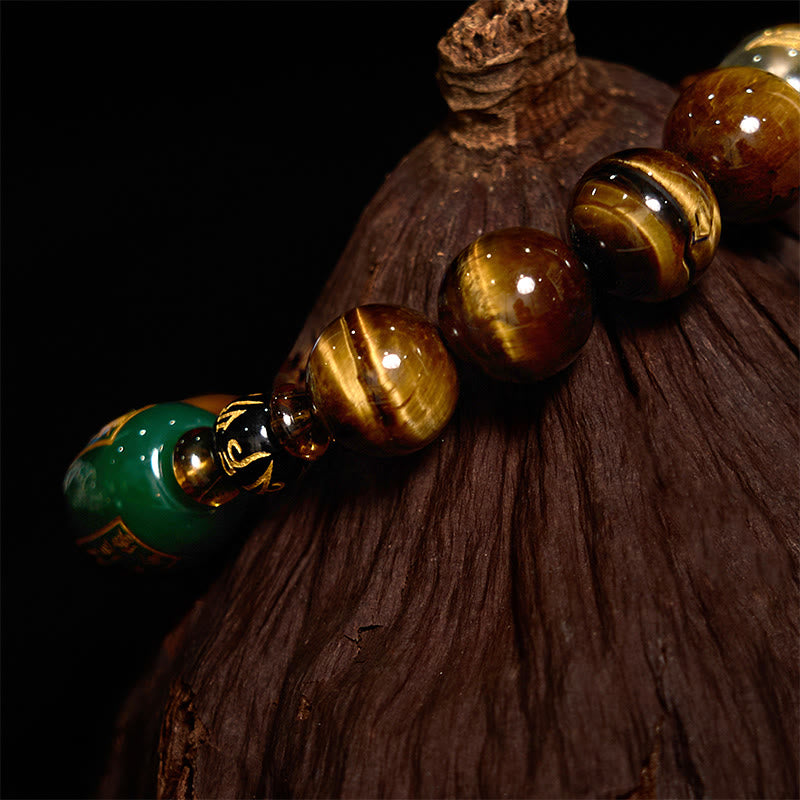 Wear FengShui Chinese Zodiac Tiger Eye White Crystal Courage Bracelet