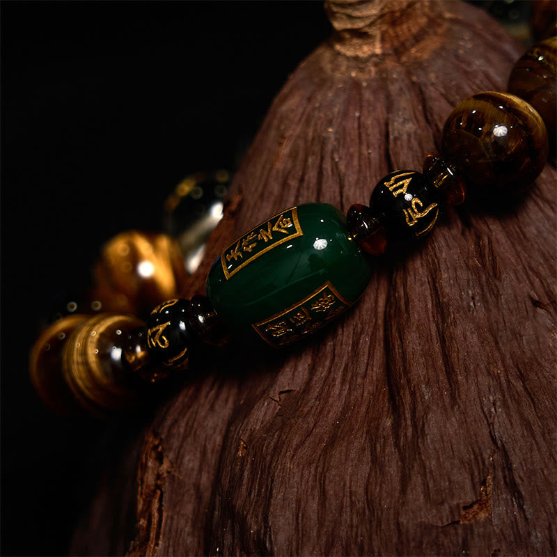 Wear FengShui Chinese Zodiac Tiger Eye White Crystal Courage Bracelet