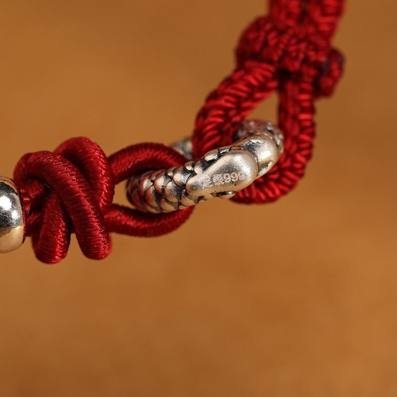 Wear FengShui 999 Sterling Silver Year Of The Dragon Peace Buckle Luck Bracelet