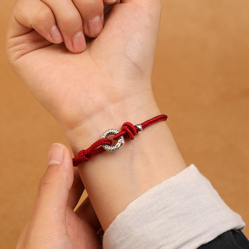 Wear FengShui 999 Sterling Silver Year Of The Dragon Peace Buckle Luck Bracelet
