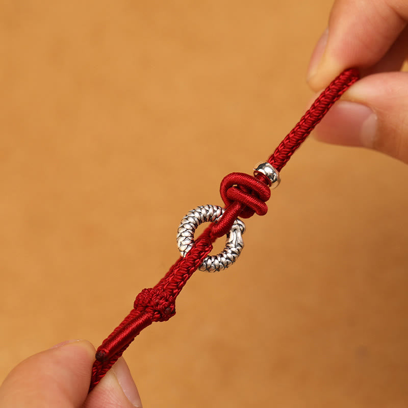 Wear FengShui 999 Sterling Silver Year Of The Dragon Peace Buckle Luck Bracelet