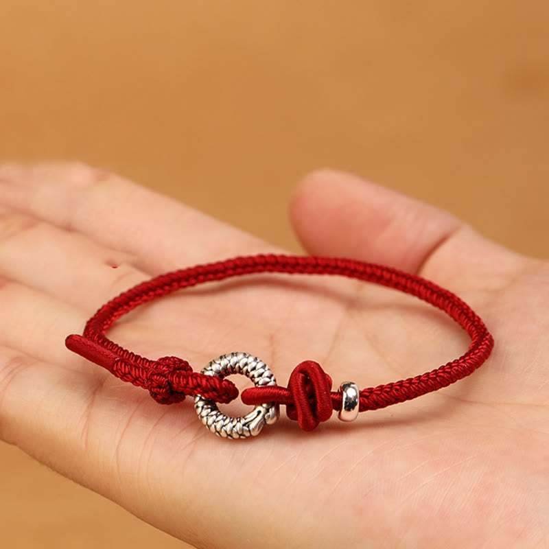 Wear FengShui 999 Sterling Silver Year Of The Dragon Peace Buckle Luck Bracelet