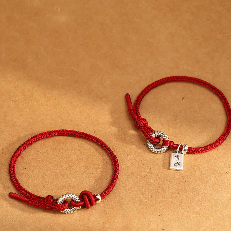Wear FengShui 999 Sterling Silver Year Of The Dragon Peace Buckle Luck Bracelet