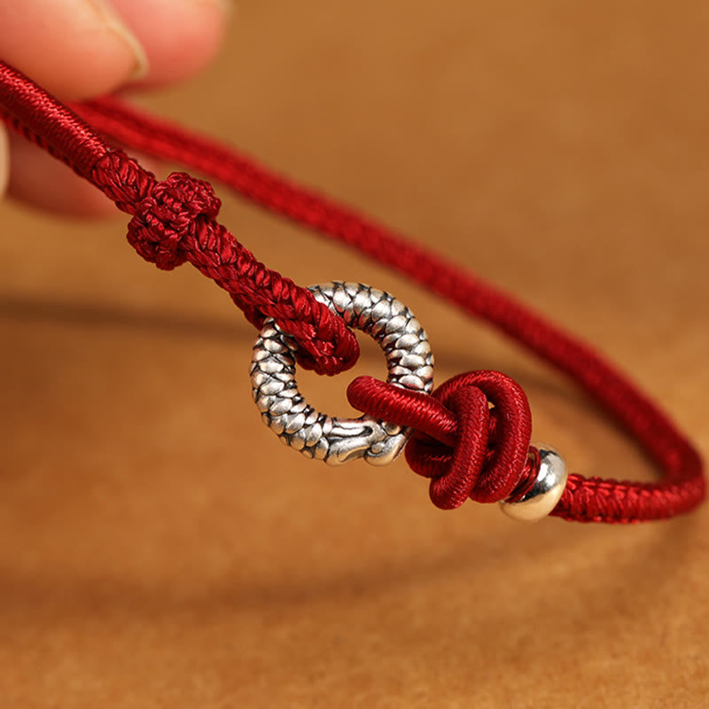 Wear FengShui 999 Sterling Silver Year Of The Dragon Peace Buckle Luck Bracelet