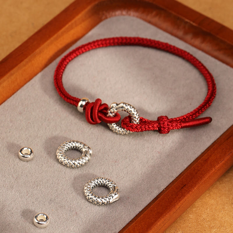 Wear FengShui 999 Sterling Silver Year Of The Dragon Peace Buckle Luck Bracelet