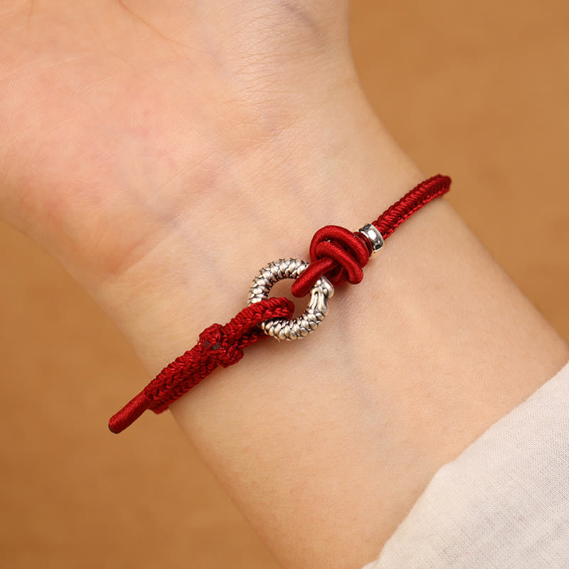 Wear FengShui 999 Sterling Silver Year Of The Dragon Peace Buckle Luck Bracelet