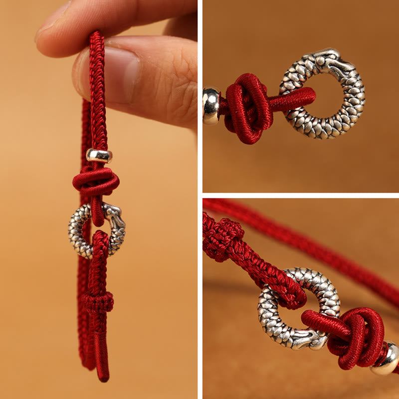 Wear FengShui 999 Sterling Silver Year Of The Dragon Peace Buckle Luck Bracelet