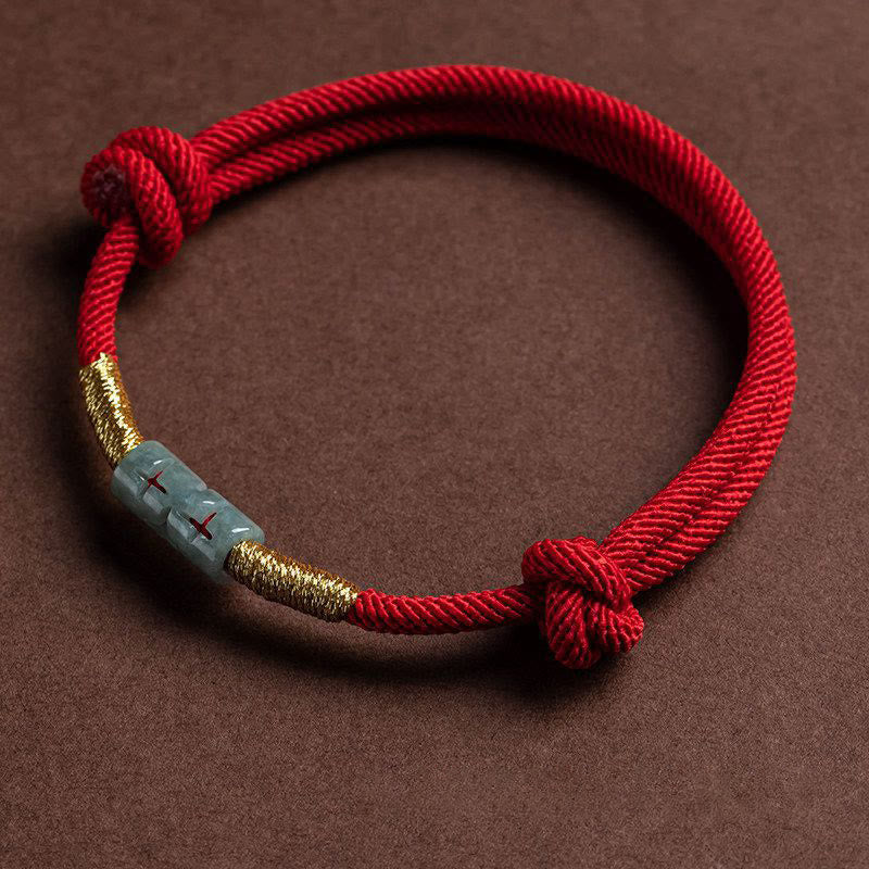 Wear FengShui Luck Jade String Rope Bracelet