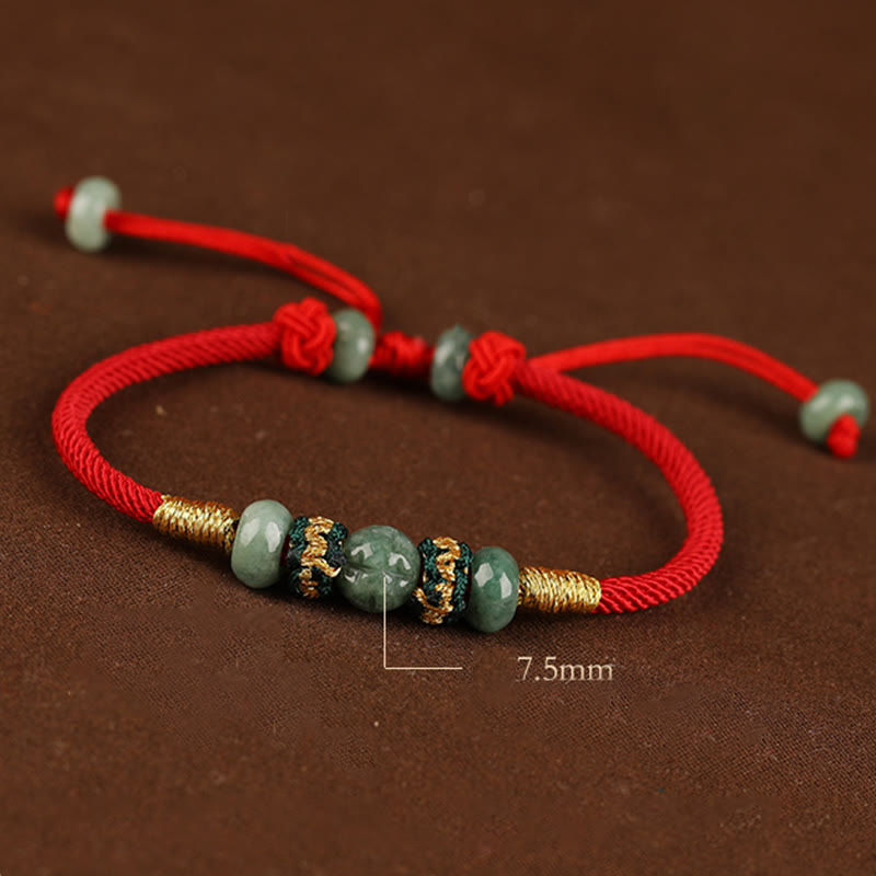 Wear FengShui Jade Abacus Bead Prosperity Red String Rope Bracelet