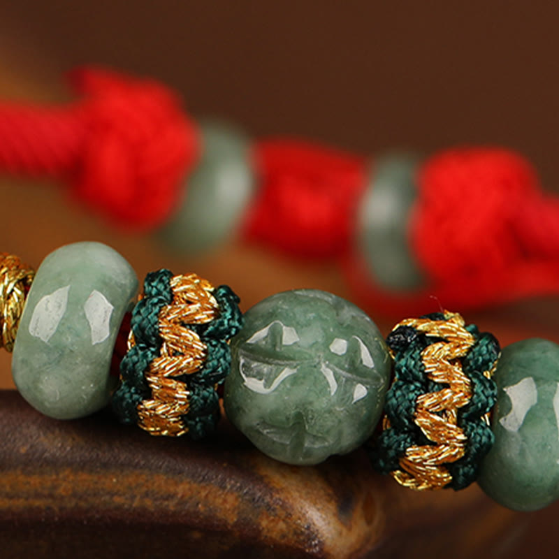 Wear FengShui Jade Abacus Bead Prosperity Red String Rope Bracelet