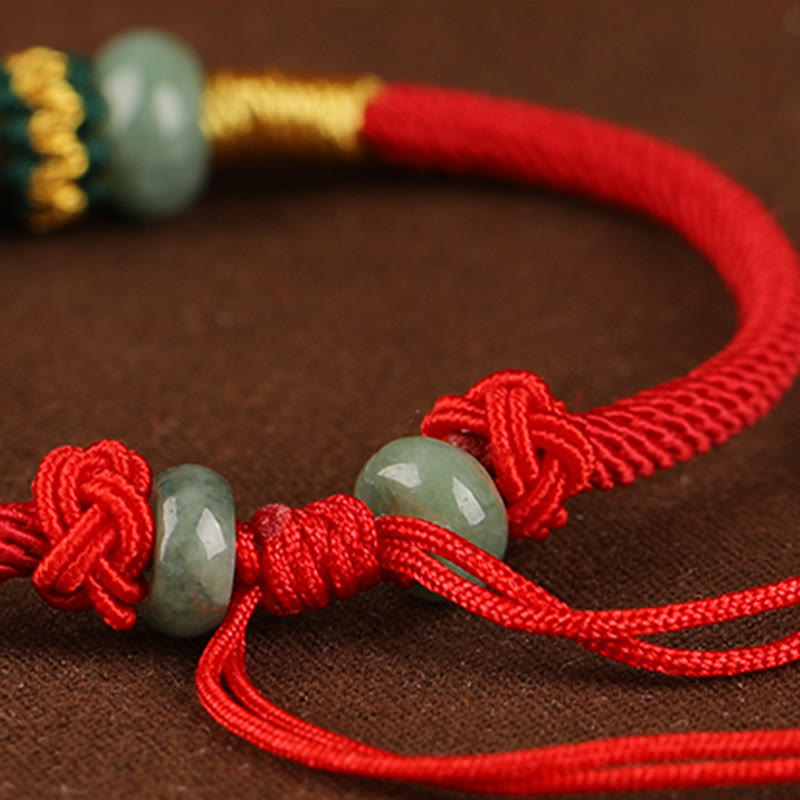 Wear FengShui Jade Abacus Bead Prosperity Red String Rope Bracelet