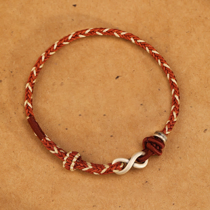 Wear FengShui Handmade 999 Sterling Silver Endless Knot Infinity Symbol Luck Rope Bracelet