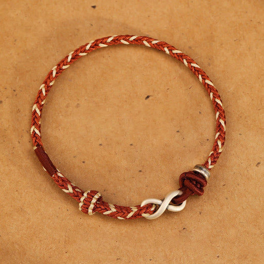 Wear FengShui Handmade 999 Sterling Silver Endless Knot Infinity Symbol Luck Rope Bracelet