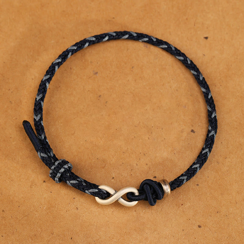Wear FengShui Handmade 999 Sterling Silver Endless Knot Infinity Symbol Luck Rope Bracelet