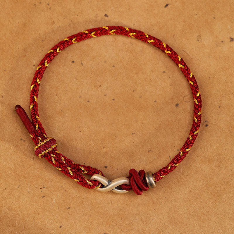 Wear FengShui Handmade 999 Sterling Silver Endless Knot Infinity Symbol Luck Rope Bracelet