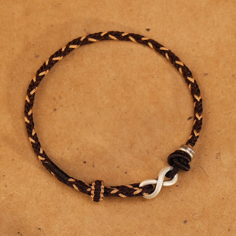 Wear FengShui Handmade 999 Sterling Silver Endless Knot Infinity Symbol Luck Rope Bracelet