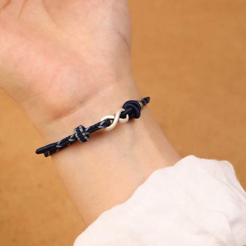 Wear FengShui Handmade 999 Sterling Silver Endless Knot Infinity Symbol Luck Rope Bracelet