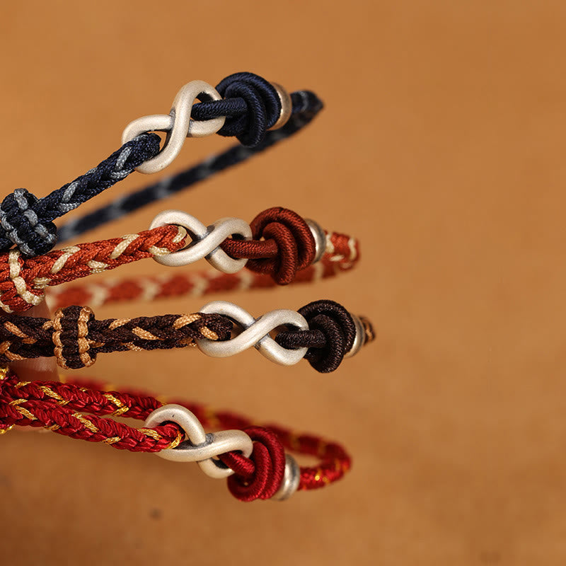 Wear FengShui Handmade 999 Sterling Silver Endless Knot Infinity Symbol Luck Rope Bracelet