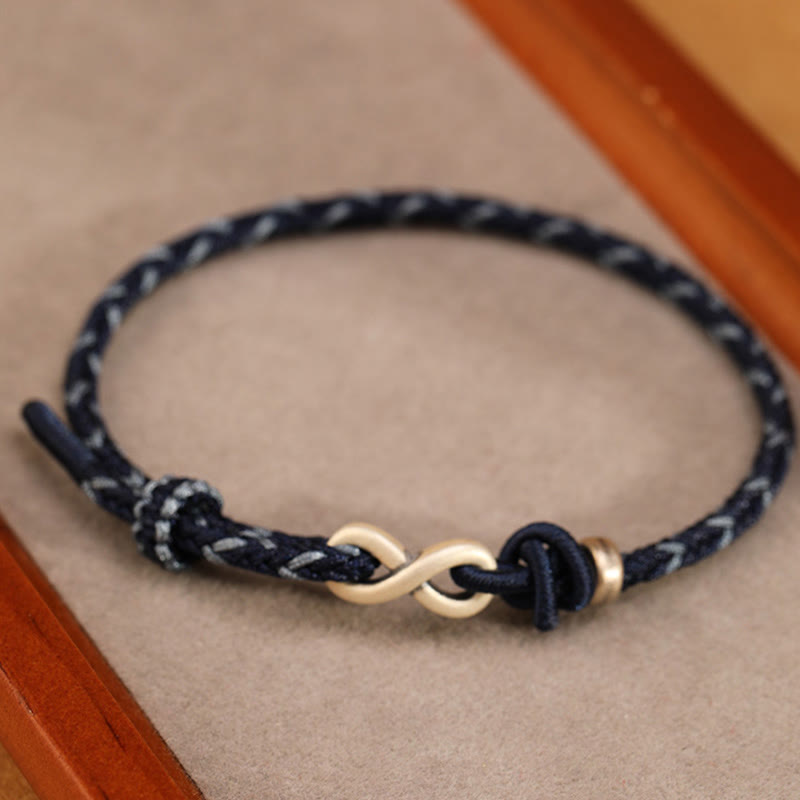 Wear FengShui Handmade 999 Sterling Silver Endless Knot Infinity Symbol Luck Rope Bracelet