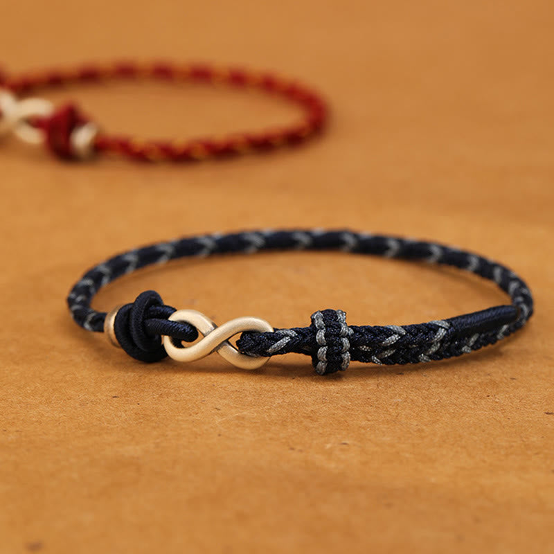 Wear FengShui Handmade 999 Sterling Silver Endless Knot Infinity Symbol Luck Rope Bracelet