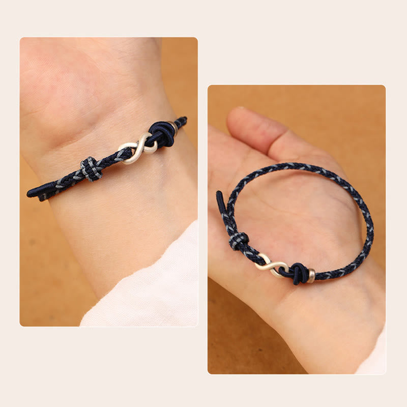 Wear FengShui Handmade 999 Sterling Silver Endless Knot Infinity Symbol Luck Rope Bracelet