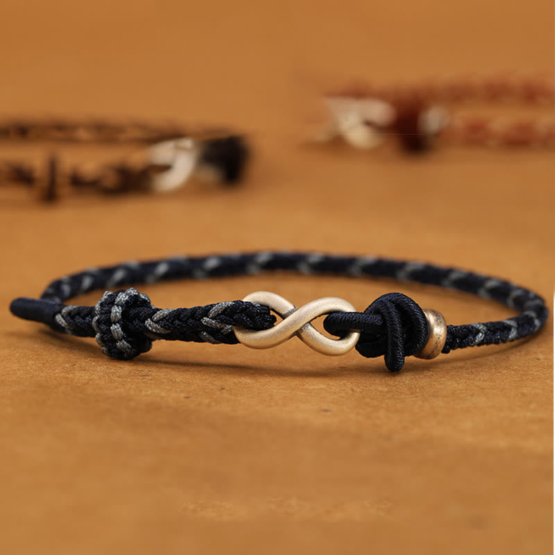 Wear FengShui Handmade 999 Sterling Silver Endless Knot Infinity Symbol Luck Rope Bracelet