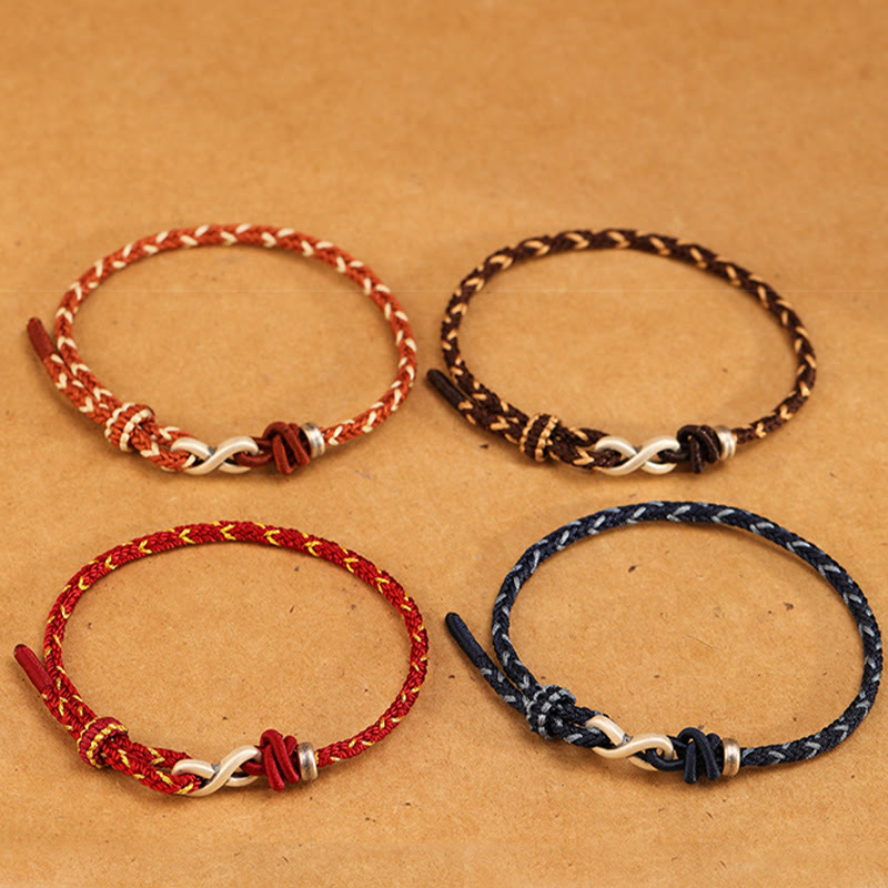 Wear FengShui Handmade 999 Sterling Silver Endless Knot Infinity Symbol Luck Rope Bracelet