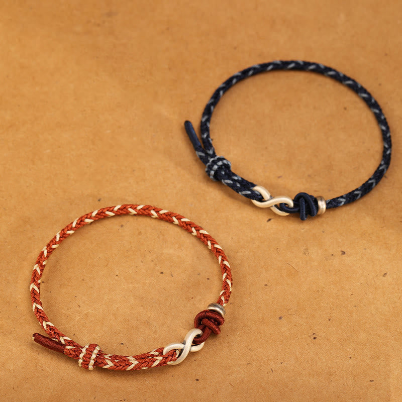 Wear FengShui Handmade 999 Sterling Silver Endless Knot Infinity Symbol Luck Rope Bracelet
