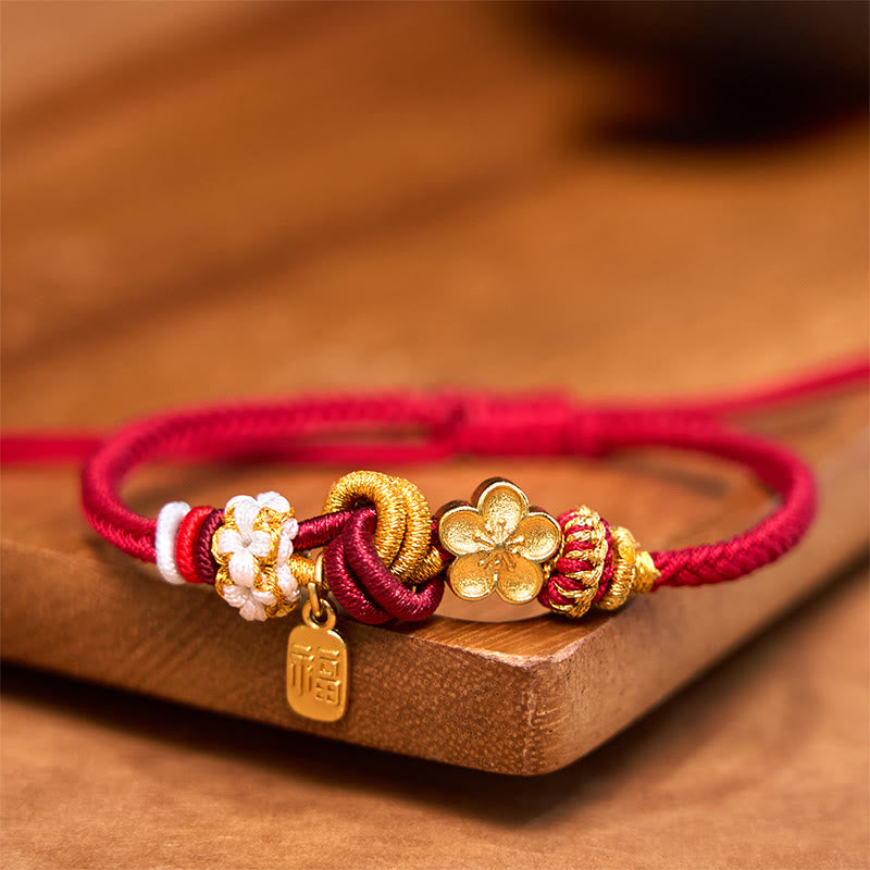 Wear FengShui Peach Blossom Happiness Charm Luck Red String Bracelet
