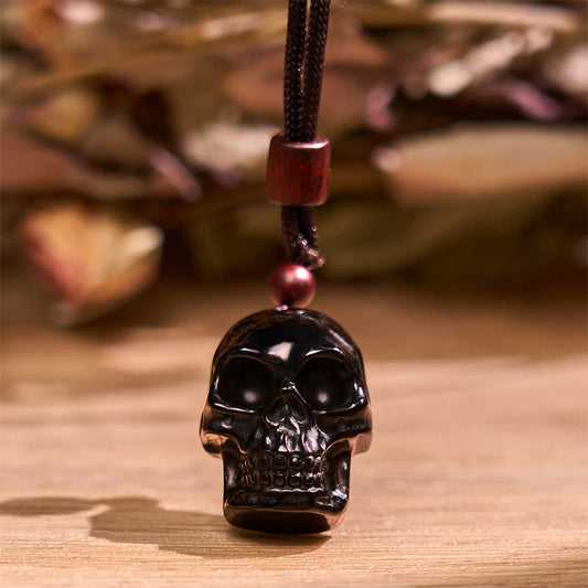 Wear FengShui Black Obsidian String Skeleton Fulfilment Necklace Pendant