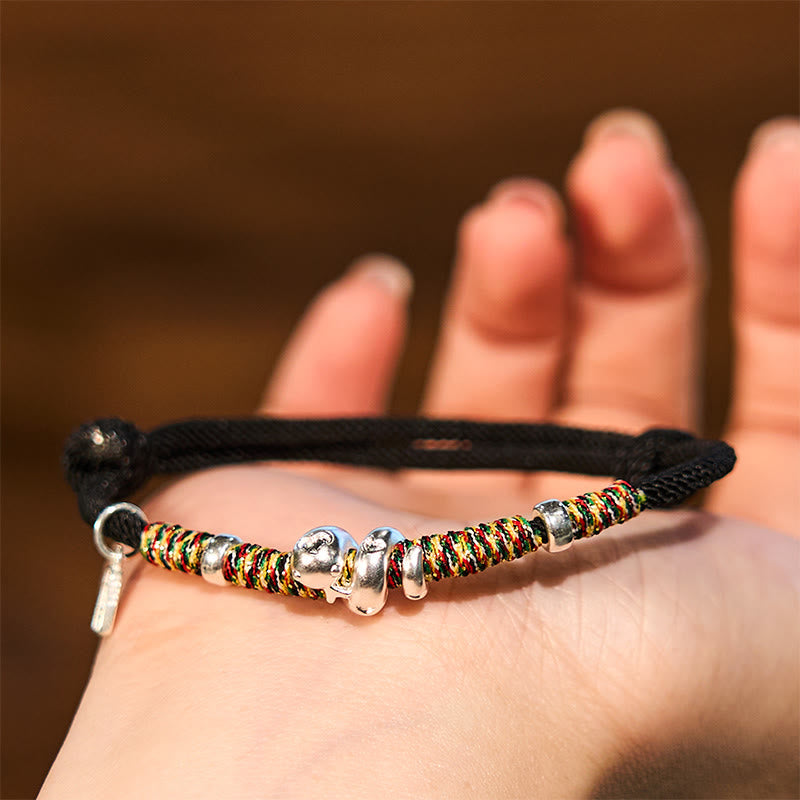 Wear FengShui 999 Sterling Silver Year Of Snake Red String Happiness Protection Braided Bracelet