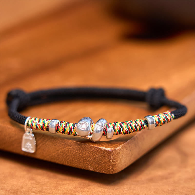 Wear FengShui 999 Sterling Silver Year Of Snake Red String Happiness Protection Braided Bracelet